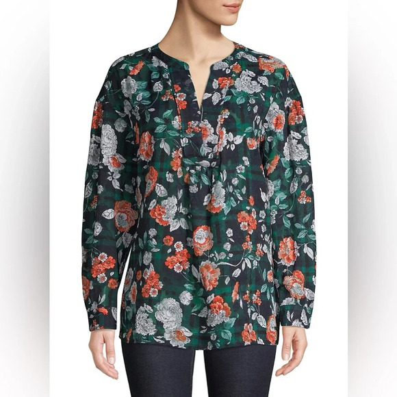 Tommy Hilfiger Floral Peasant Top SZ MED - Picture 1 of 5